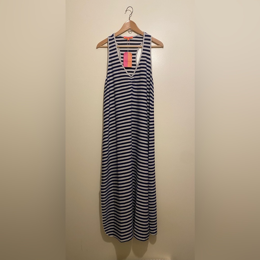 Vilagallo Navy and White Striped Dress. Size 44 . New